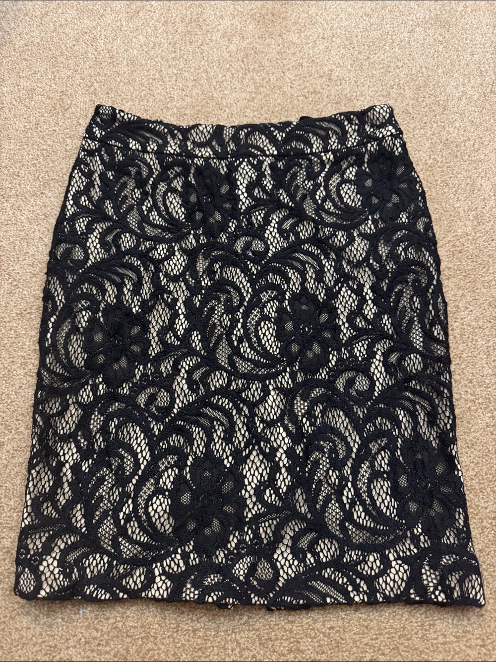 INC Black Floral Lace Skirt